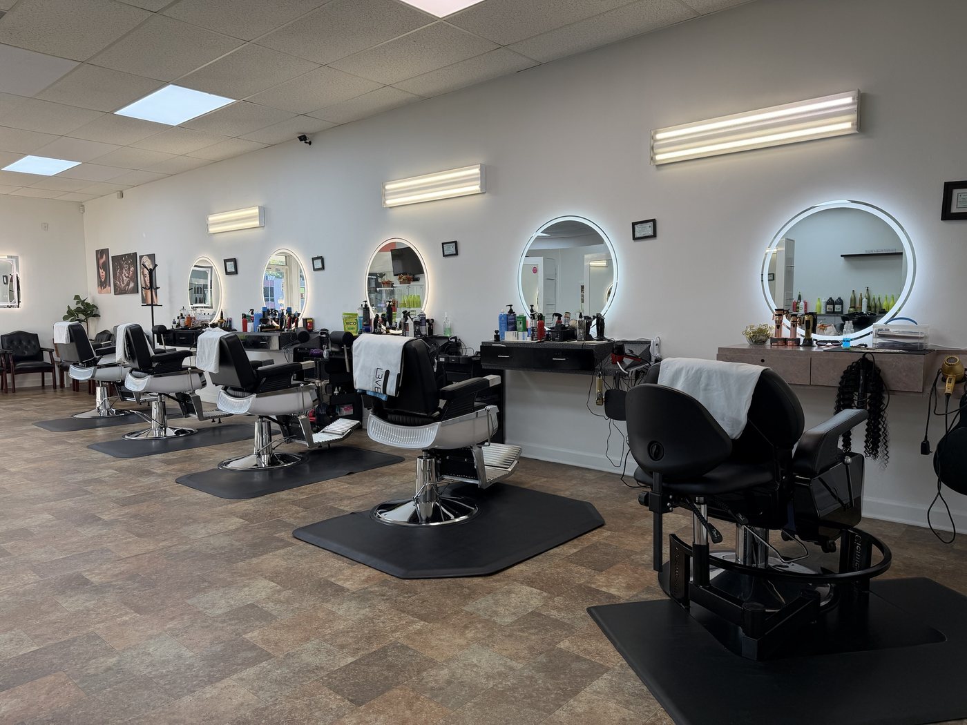 Styling stations at Rafiely's Beauty Salon