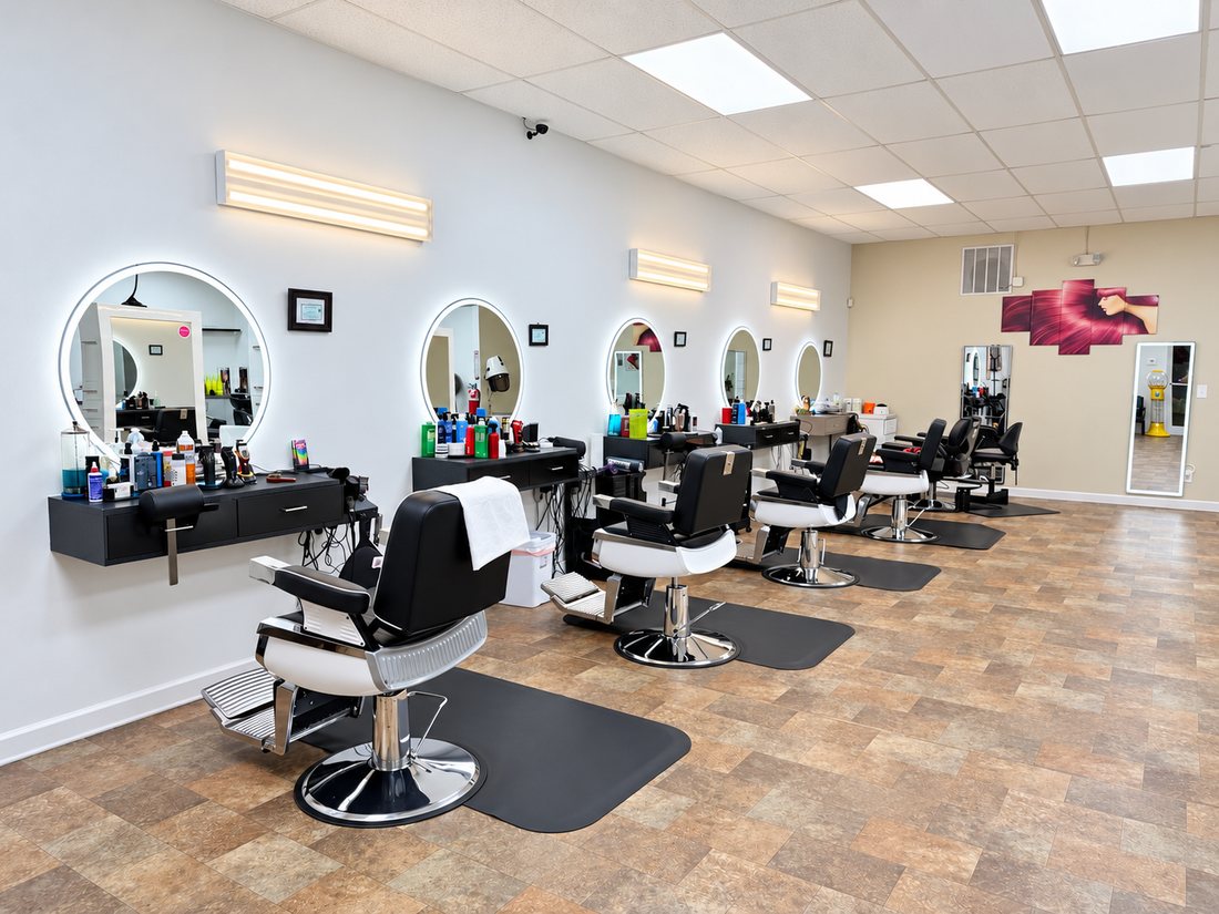 Styling stations at Rafiely's Beauty Salon