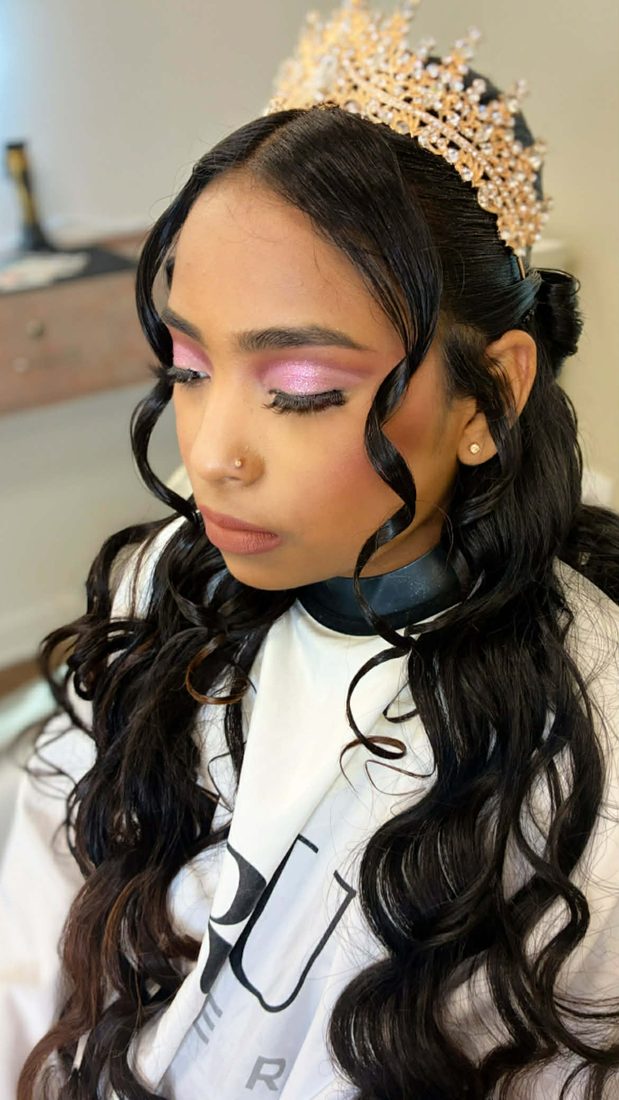 Quinceañera curls and updo — Rafielys Beauty Salon